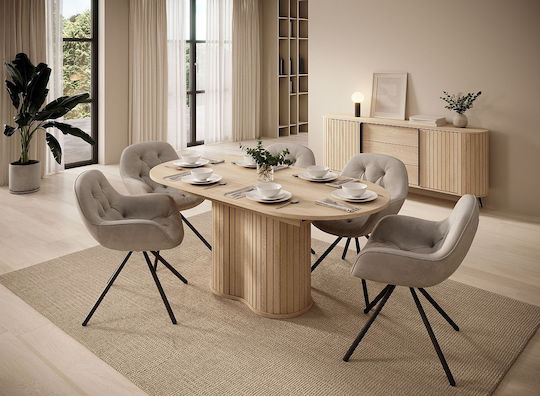 Lovi Ovaler Esszimmertisch Ausziehbar Holzoptik Natürlich 180(+40)×90×76 cm