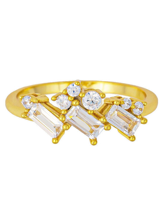 Excite-Fashion Ring with Zircon made of Silver Gold Plated