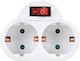 Technik Schuko T-Shaped Wall Plug with Surge Protection 2 Positions with Switch