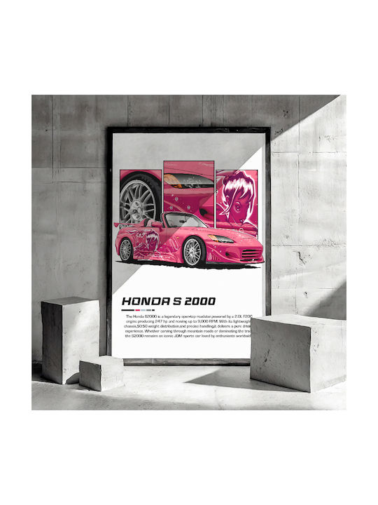 Poster Honda S 2000 Cr024 50cm X 70cm Κορνίζα Σκούρο Φυσικό Ξύλου Καφέ