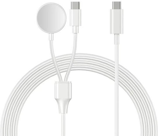 Edman 2-in-1 Schnelles Ladekabel Usb-c Magnetisch Kompatibel mit Apple Watch iPhone Weiß