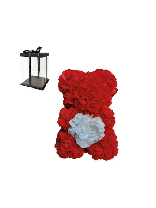 Rose Bear Αρκουδακι Κοκκινο Λευκη Καρδια 25cm