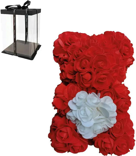 Rose Bear Teddy Bear Red White Heart 25cm