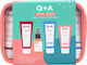 Q+A Natural Skincare Travel Treats Travel Set for Brightening, Body Cleaning & Moisturizing 5pcs