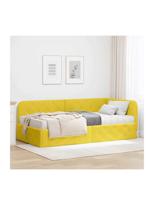 Single Upholstered Velvet Sofa Bed Yellow with ...
