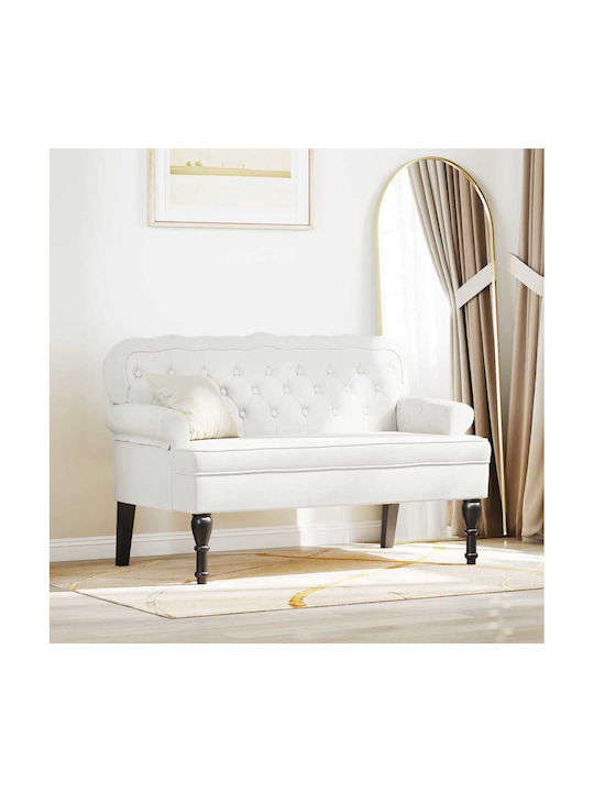 Chesterfield Doppelsitzer Sofa Künstliches Leder Weiß 119.5x64.5x75cm