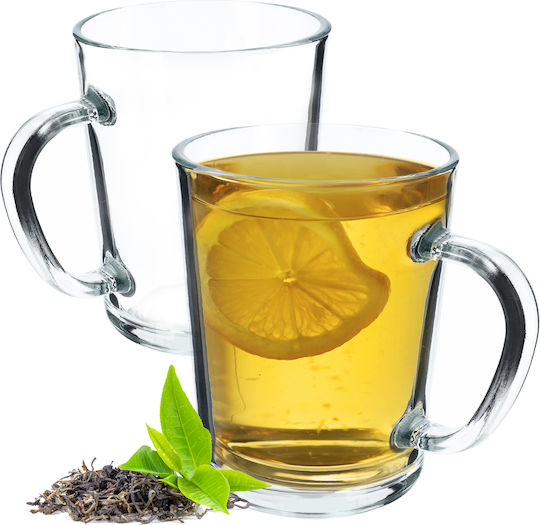 Kadax Cană Sticlă Transparentă 410ml 2buc