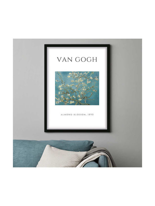 Poster Van Gogh Almond Blossom Art001 30cm X 40cm Κορνίζα Σκούρο Φυσικό Ξύλου Καφέ