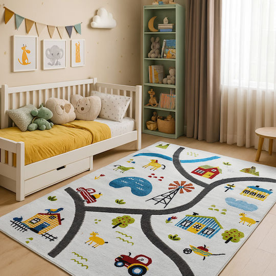 Saray Home Farm Adventure Kids Rug White 80x150cm Rug-Mat