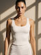 Damen Korsett Bluse Ärmellos Off White