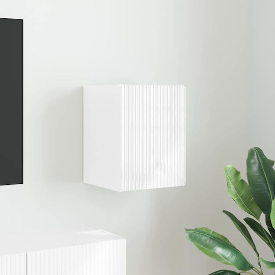 Dulap Suspendat pentru Sufragerie din Placă Aglomerată Alb Lucios 30x31x40 cm
