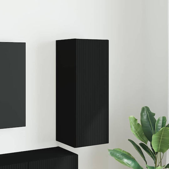 Wall Living Room Cabinet Made of Particle Board Black 30x31x80cm