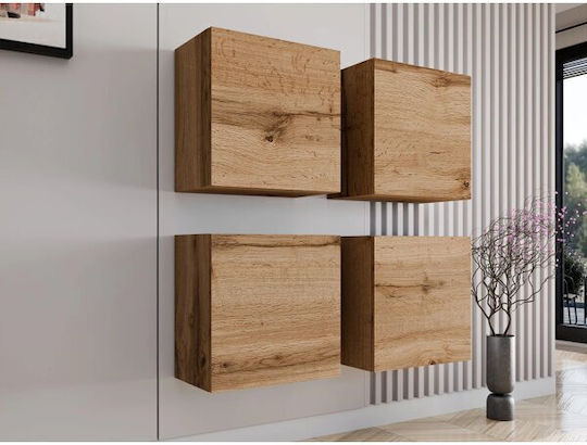 Venenou 143 Wandmontierter Wohnzimmer Schrank aus Spanplatte Eiche Wotan 100x30x100cm
