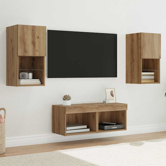 Living Room TV Unit with Lighting Artisan Oak L30.5xW30xH60cm