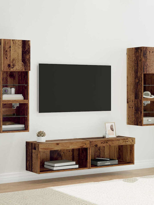Wohnzimmer TV-Einheit Old Wood mit Vitrine & Beleuchtung L30xB28.5xH30cm
