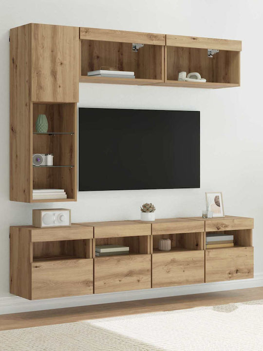Wohnzimmer TV-Einheit Artisan Oak mit Beleuchtu...