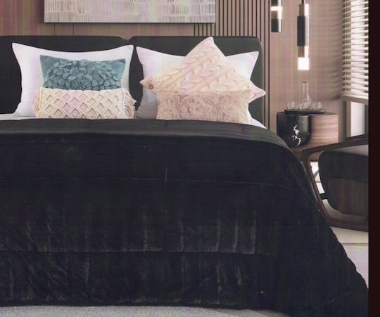 Palatex Duvet Cover Single 160x220cm Black Velvet-Black Metal 800 GSMGsm