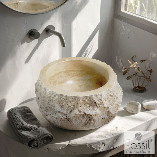 Fossil Надеждна мивка мрамор 42x42cm Travertine Fossil Надеждна мивка мрамор 42x42cm Travertine