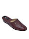 Leather Winter Women's Slippers Burgundy