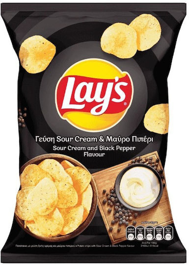 Tasty Snacks Lay's Πατατάκια Chips Sour Cream & Μαύρο Πιπέρι 95gr 0-61663