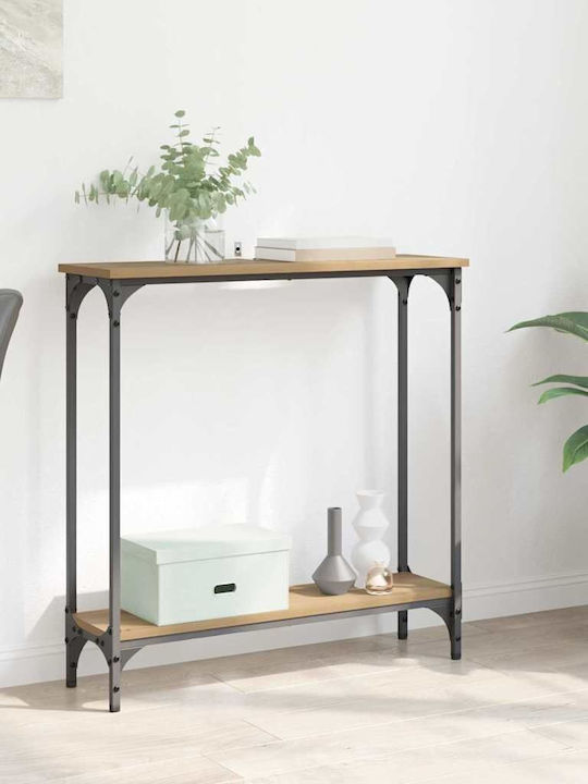Metal Console Table Artisan Oak L75xW22.5xH75cm