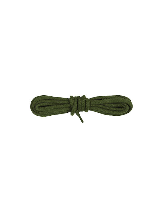 Bergal Round Cord Laces Olive Green 75cm Χοντρα Στρογγυλα Κορδονια Χρωμα Πράσινο Κυπαρισή 75 Εκατοστα 100% Βαμβάκι Δεν Λύνονται
