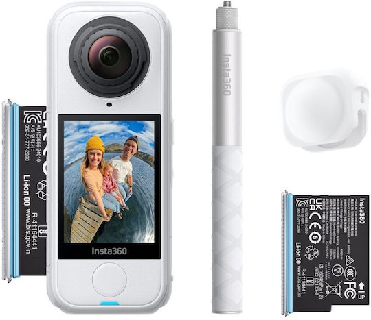 Insta360 X4 Action Camera 8K 360° Capture Underwater Starter Bundle with Touch Screen 2.5" and Wi-Fi White