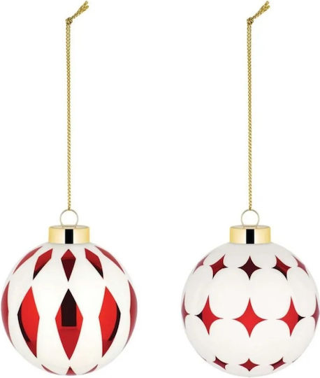 Alessi Delight Bauble Χριστουγεννιάτικες Μπάλες Γυάλινες Λευκές Κόκκινες Σετ 2 Τμχ 6 Εκ Alessi Delight Bauble Χριστουγεννιάτικες Μπάλες Γυάλινες Λευκές Κόκκινες Σετ 2 Τμχ 6 Εκ