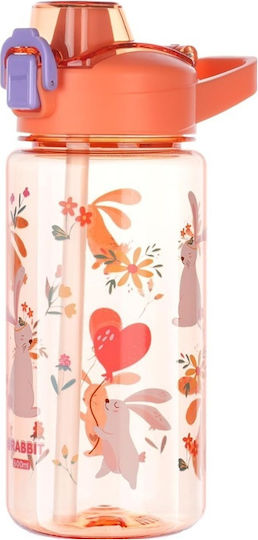 Edman Kinderflasche Kunststoff mit Strohhalm Auslaufsicher Orange 600ml
