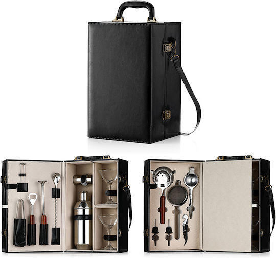 Arvada Set Portabil Shakerpro Cocktail 16 Bucăți Oțel Inoxidabil Cutie Specială Accesorii Multiple Pentru Barmani Acasă Utilizare Profesională Cadou Ideal Negru