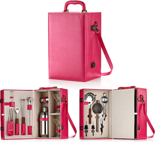 Arvada Shakerpro Set Portabil Cocktail 16 Bucăți Oțel Inoxidabil Cutie Specială Multiple Accesorii Pentru Barmani Acasă Utilizare Profesională Cadou Ideal Roz