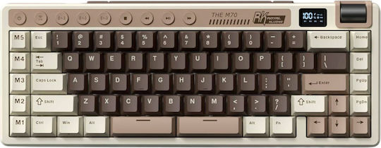 Royal Kludge RK M70 Ασύρματο Gaming Μηχανικό Πληκτρολόγιο 75% με Custom Beige διακόπτες και RGB φωτισμό (Αγγλικό US) Καφέ