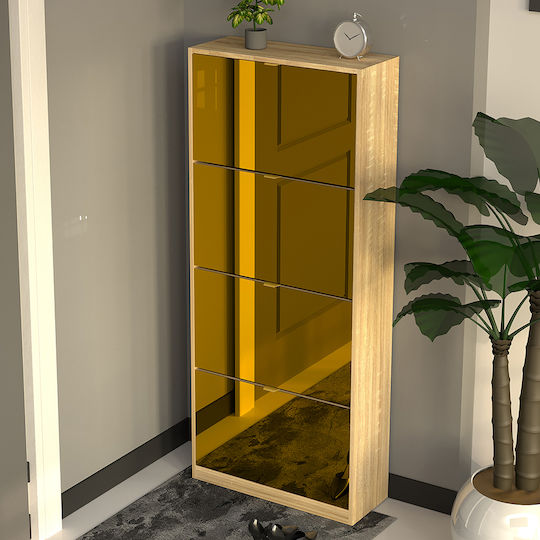Brauner Schuhschrank aus Holz mit Klappfächern B63xT24xH150 cm