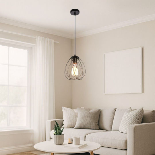 Vivalux Pendant Light Black with Socket E27 18x18x140cm