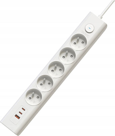 Viking Πολύπριζο με 1 USB-A, USB-C και Καλώδιο 1.5m