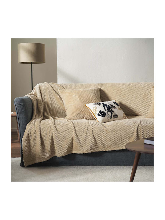 Gofis Home Ριχτάρι Πολυθρόνας Fleece 180x180εκ. Cinnabar Sesame Beige 115/06