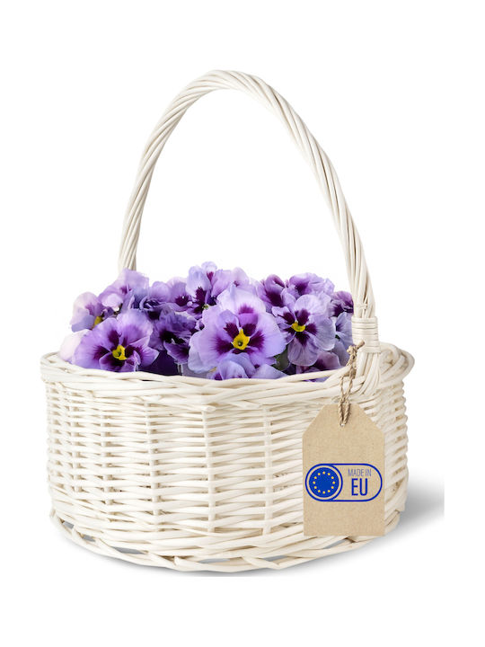 Creative Decorative Basket Wicker with Handles White 30x30x32cm