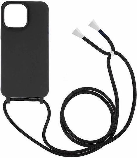 Калъф Силикон Green On Каишка За Врата Iphone 15 Черен