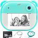Smartic Cameră Pentru Copii Hd 1080p Rezoluție Baterie 1200mah Ecran 2.0 Inch Card Memorie 32 Gb Funcție Imprimare Instant Jocuri Incorporate Mp3 Mod Selfie Usb Type-c Turcoaz
