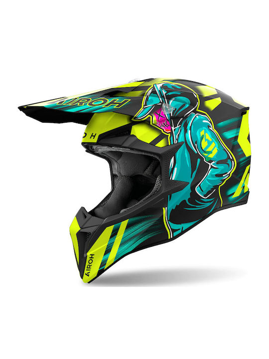 Airoh Wraaap Cyber Gelb Matt Motorradhelm Motoc...