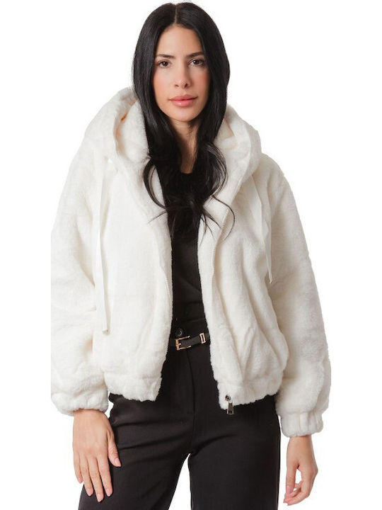 Silia D Scurtă Blană de damă White