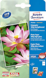 Avery C2553-40 High-Gloss 300 G/m² Inkjet White 40 Sheets FSC Mix Credit