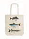 Skona Ting Cotton Shopping Bag Stbag18 Fish Shoulder Shopperka
