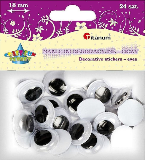 Titanum Αυτοκόλλητα Μάτια Χωρίς Βλεφαρίδες 18 Mm Στρογγυλά 24 Τεμ