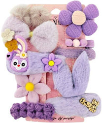 Set Package 10-in-1 Fluffy Purple Hairpins Hair Clips Sp409