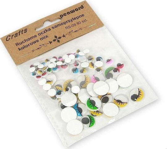 Polsirhurt Moving Decorative Peepers Rs-08 5mm 8mm 15mm Colored Stickers Mix 80 Pieces