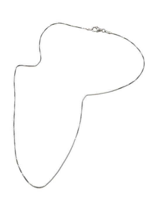 Tribute 925 Silver Chain Unisex 45cm Diamond Cut Veneziana 0.8mm White Rhodium Plated Nickel Free