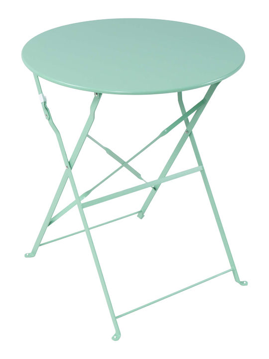 Bistro Sitting Room Outdoor Foldable Metal Table Mint Shade 60x60x71cm
