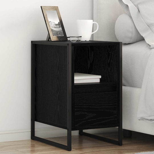 Wooden Bedside Tables Black Set of 2 39.5x30x50cm