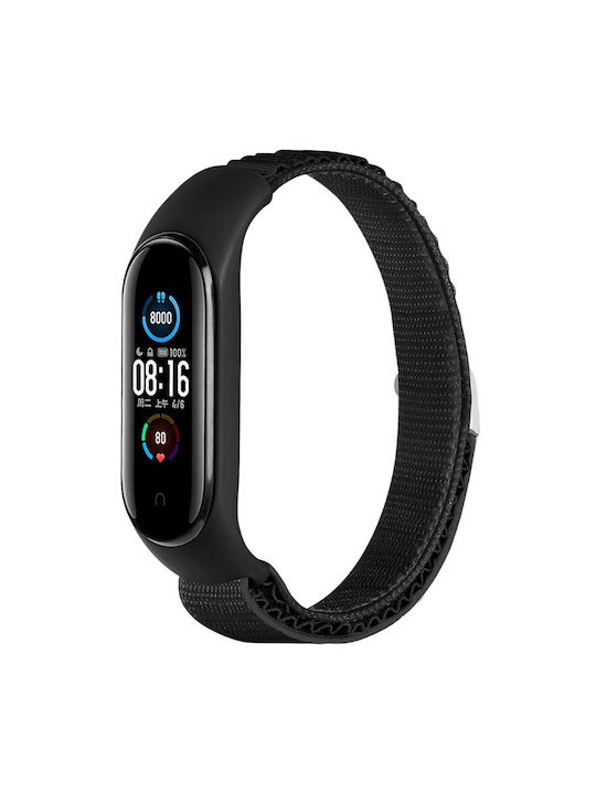 Каишка Кожа Черен (Mi Smart Band 5/Ми Смарт Банд 6Хуавей Банд 4)